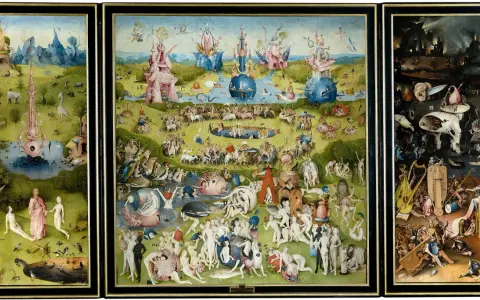 Obrazy znanych malarzy łatwe do namalowania? Hieronymus Bosch w "Ogrodzie rozkoszy ziemskich" tworzy surrealistyczny świat pełen ludzi, zwierząt i fantastycznych stworzeń.