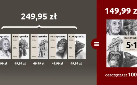 Pięć modułów kursu rysunku w promocji. Zestaw 5w1 za 149,99 zł zamiast 249,95 zł. Oszczędzasz 100 zł.