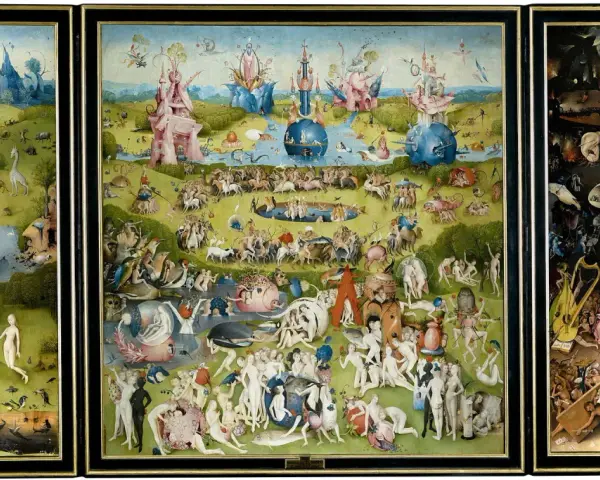 Obrazy znanych malarzy łatwe do namalowania? Hieronymus Bosch w "Ogrodzie rozkoszy ziemskich" tworzy surrealistyczny świat pełen ludzi, zwierząt i fantastycznych stworzeń.